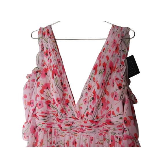 New with Tags Mac Duggal Floral Maxi Dress Size 12 Pink Poppy Print Formal - Picture 9 of 16